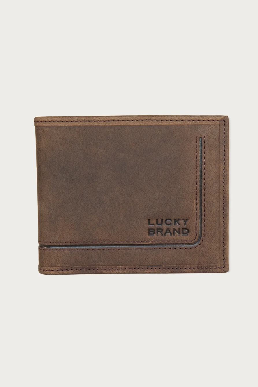 GROOVED LEATHER BIFOLD WALLET — DARK BROWN — image 1