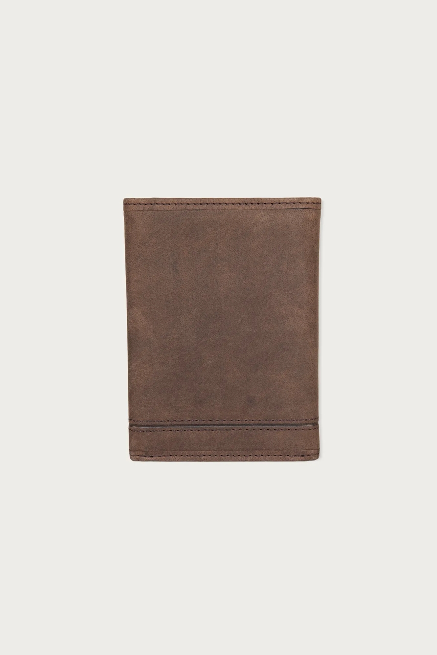 GROOVED LEATHER TRIFOLD WALLET — DARK BROWN — image 2