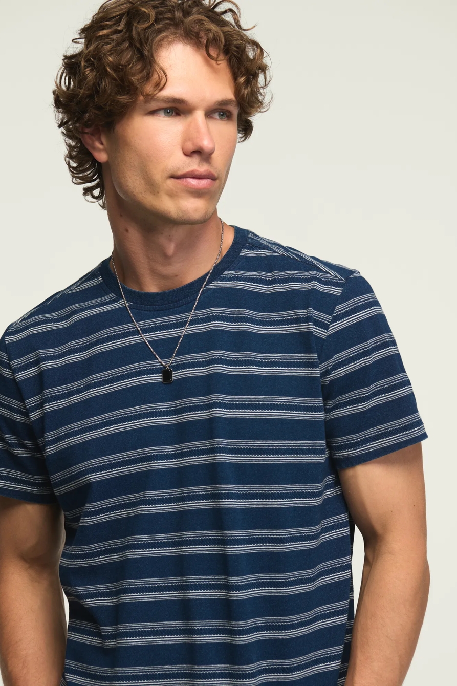 INDIGO STRIPE CREW ONE POCKET TEE — INDIGO — image 2