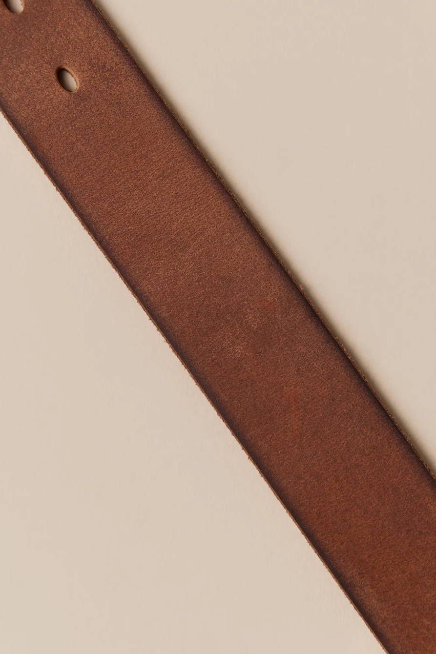 COVERED ROLLER BUCKLE LEATHER BELT — DARK BROWN — image 2