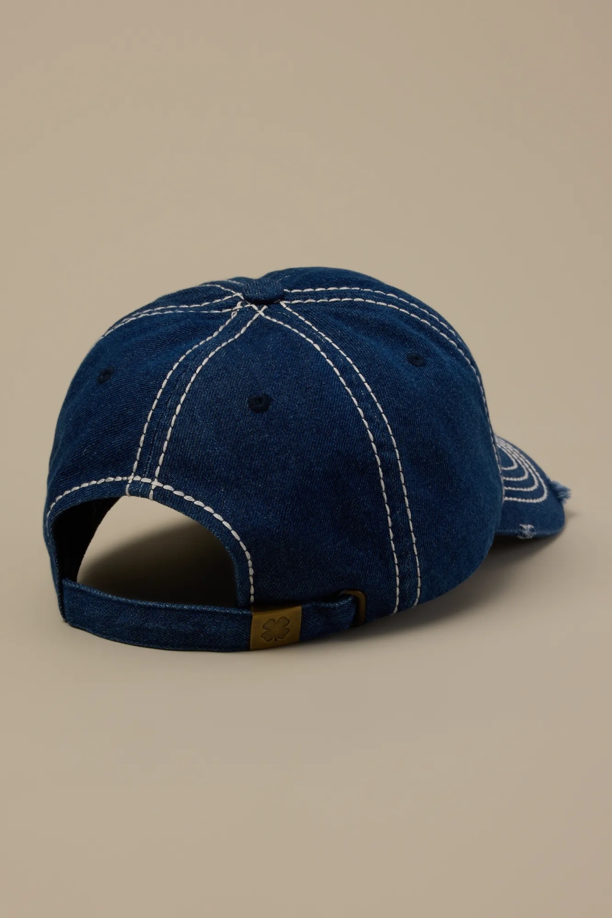 Contrast Stitch Denim Hat — DENIM BLUE — image 3