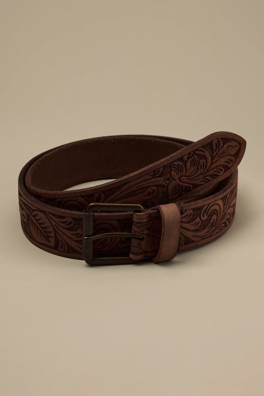 EMBOSSED BELT — BROWN — image 1