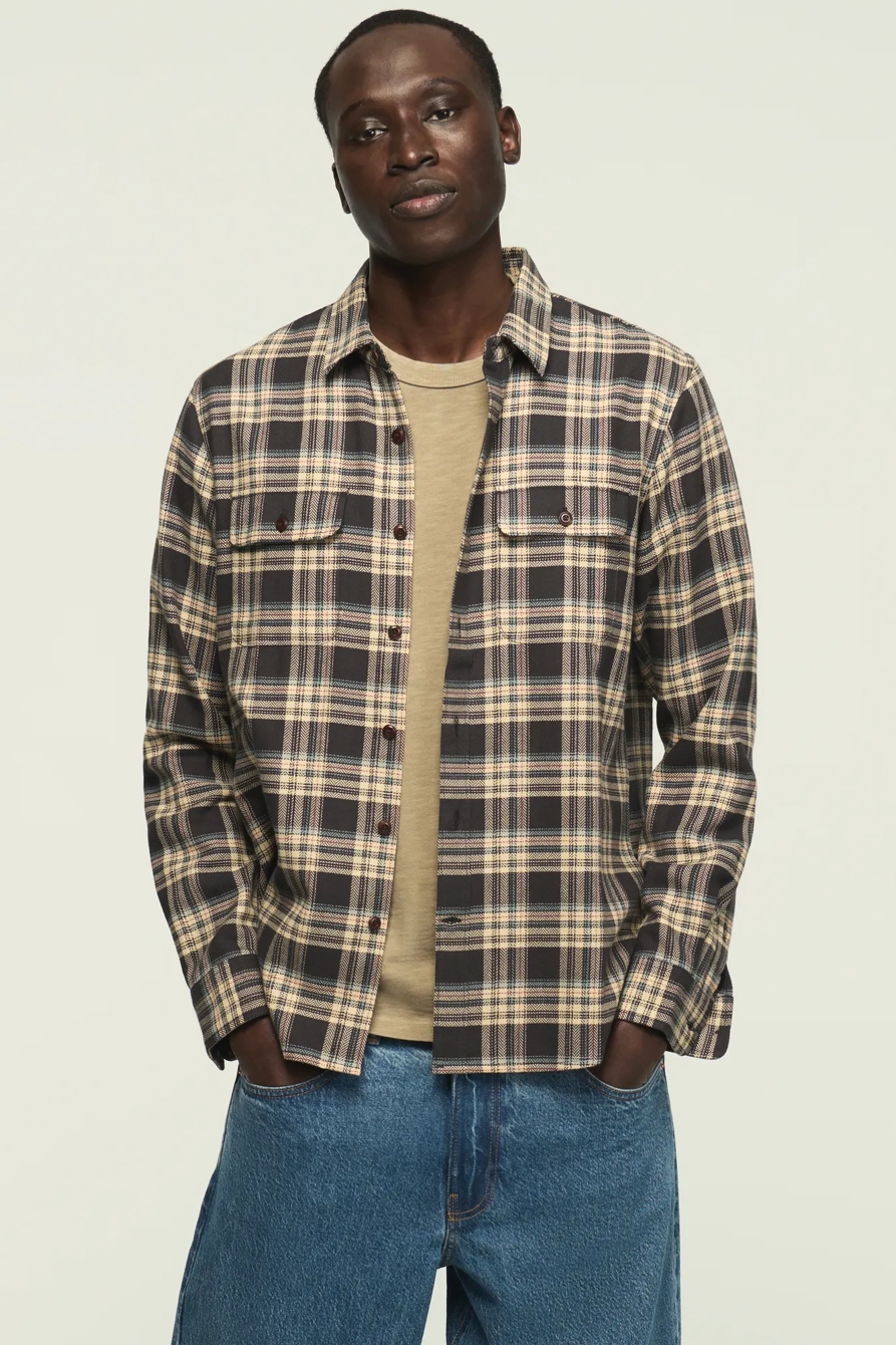 HERRINGBONE LONG SLEEVE HUMBOLDT SHIRT — BLACK MULTI PLAID — image 2