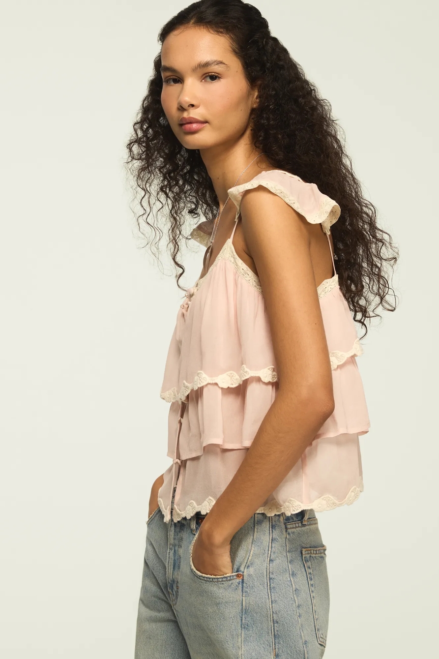 LACE TRIMMED FLUTTER TANK — SILVER PEONY — image 4