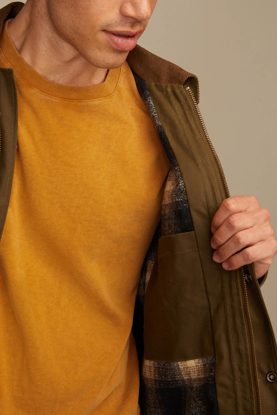 CORDUROY COLLAR WAXED BARN JACKET — DARK OLIVE — image 4