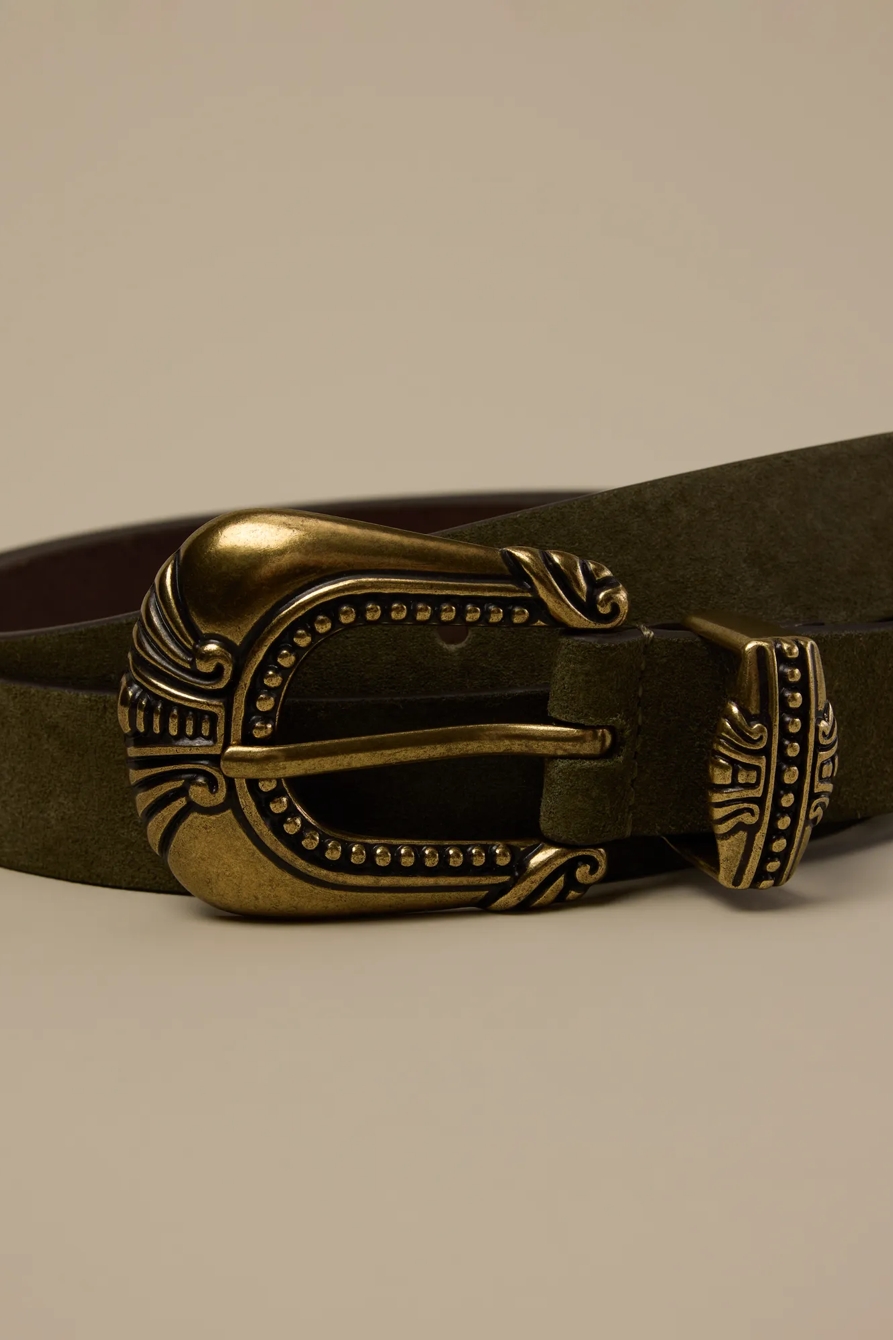 WESTERN SUEDE BELT — OLIVE — image 3