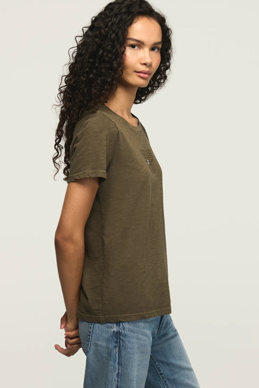 EMBELLISHED SOCIAL BUTTERFLY CLASSIC CREW — BLACK OLIVE — image 4