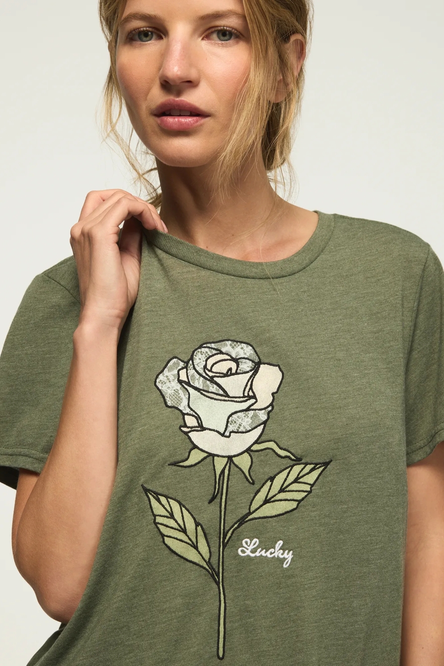 LACE ROSE CLASSIC CREW — THYME — image 1