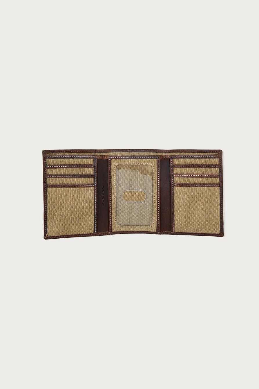 CANVAS WITH LEATHER TRIM TRIFOLD WALLET — NATURAL — image 3