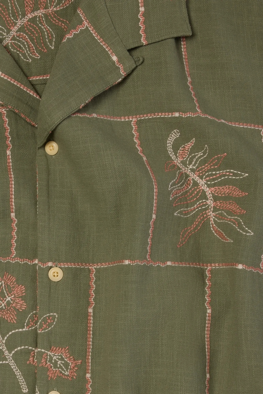 BIG AND TALL NOVELTY CAMP COLLAR SHIRT — OLIVE MULTI — image 2