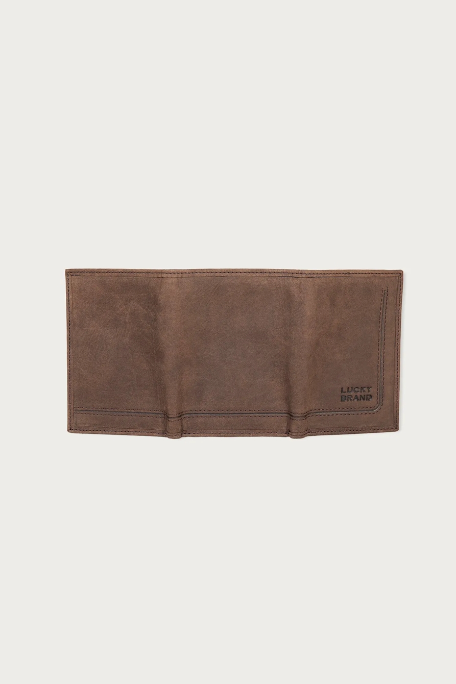 GROOVED LEATHER TRIFOLD WALLET — DARK BROWN — image 4