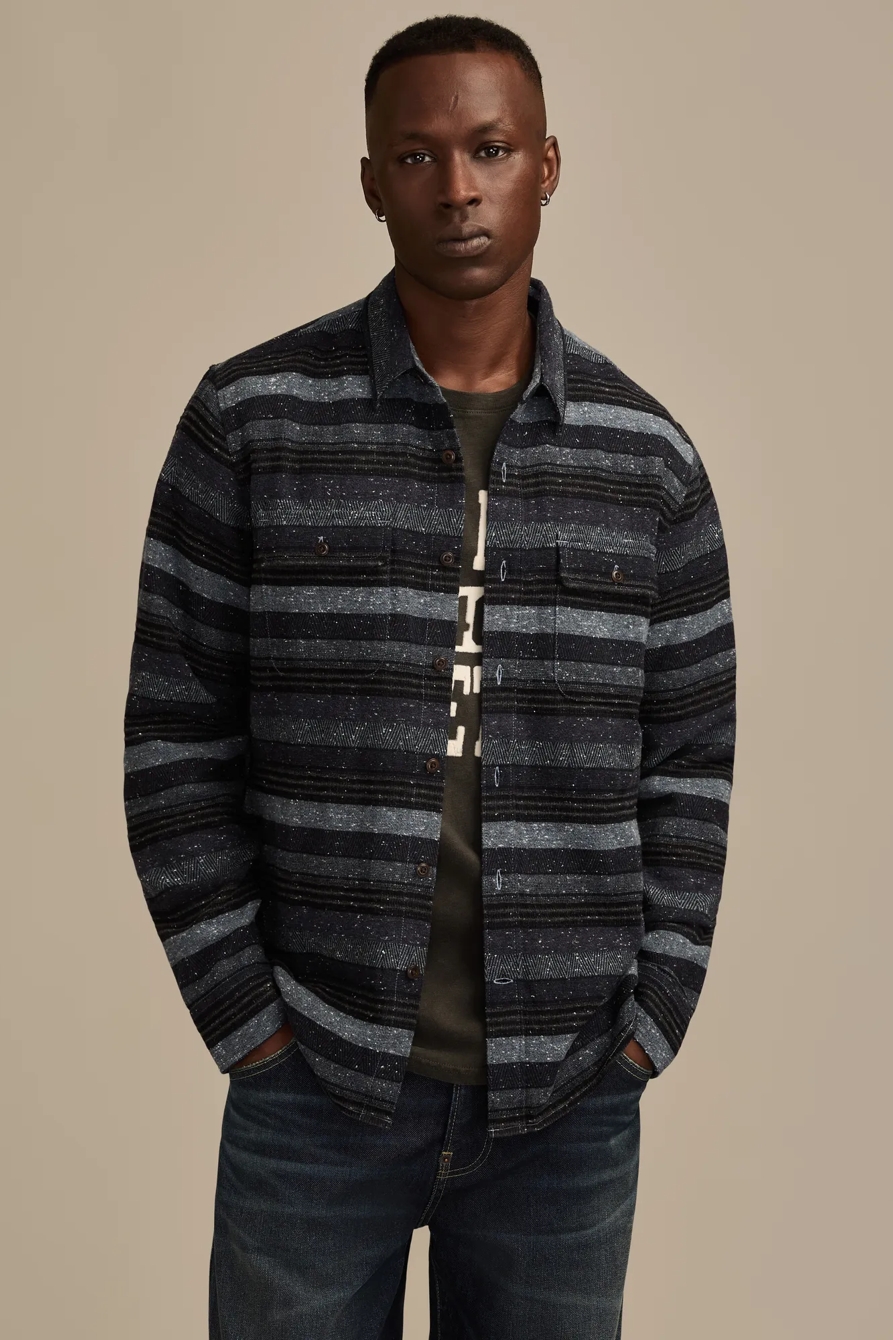 SNOW HEATHER FLANNEL SHIRT — BLUE MULTI — image 1