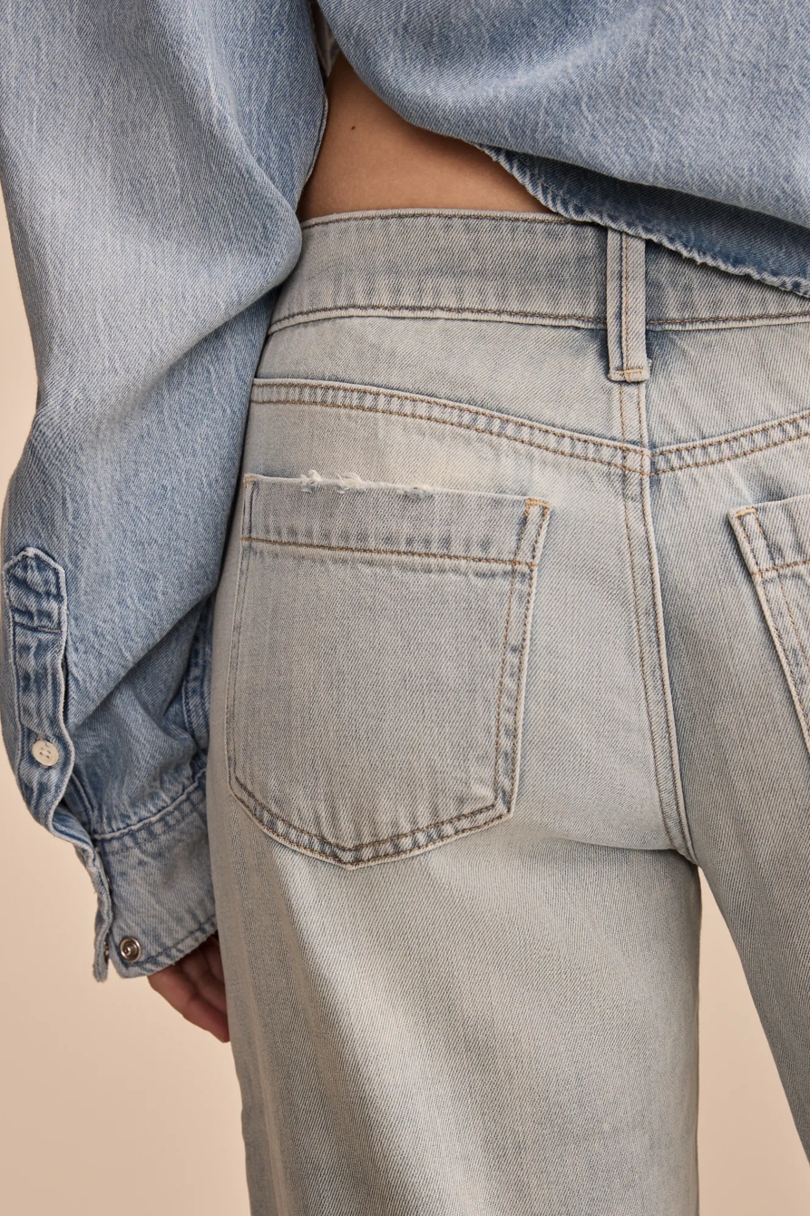 PLEATED LIQUID DENIM LUXE PALAZZO — THE CHILLS — image 4