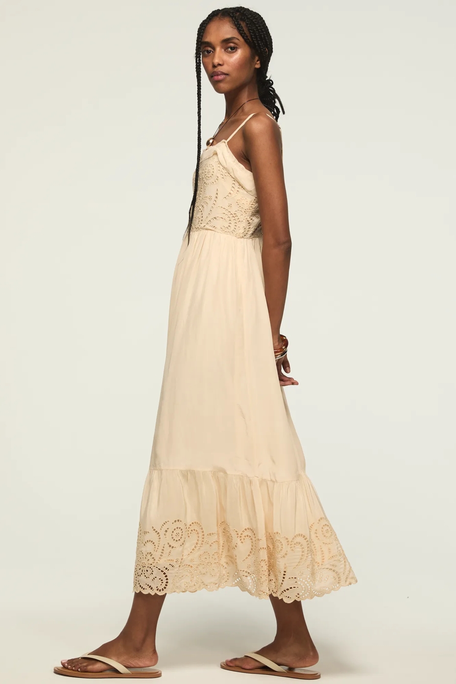 CUTWORK MIDI DRESS — BLUSH — image 4