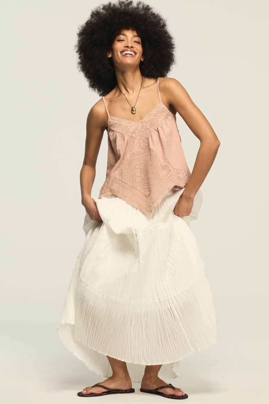 CROCHET TRIM HANDKERCHIEF TANK — MAHOGANY ROSE — image 6