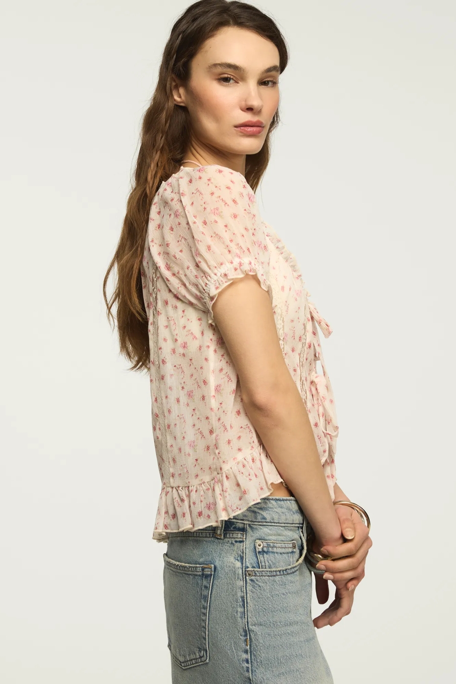 FLOWY RUFFLE SWING TOP — CREAM DITSY — image 4