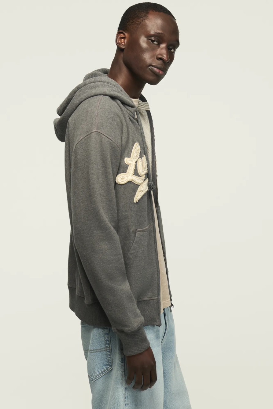 VINTAGE FULL ZIP HOODIE — CHARCOAL HEATHER GREY — image 5