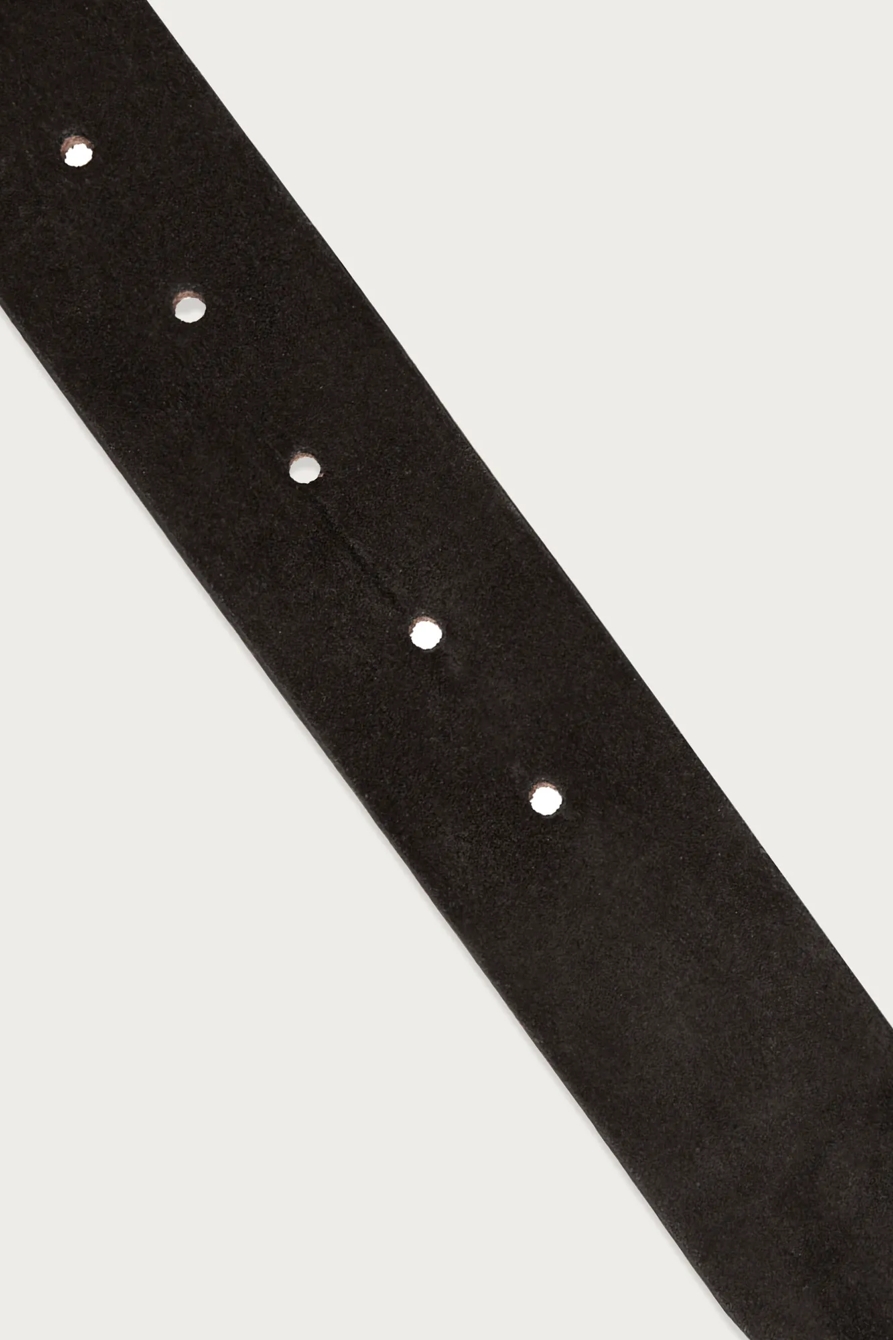 DISTRESSED SUEDE LEATHER BELT — BLACK — image 2