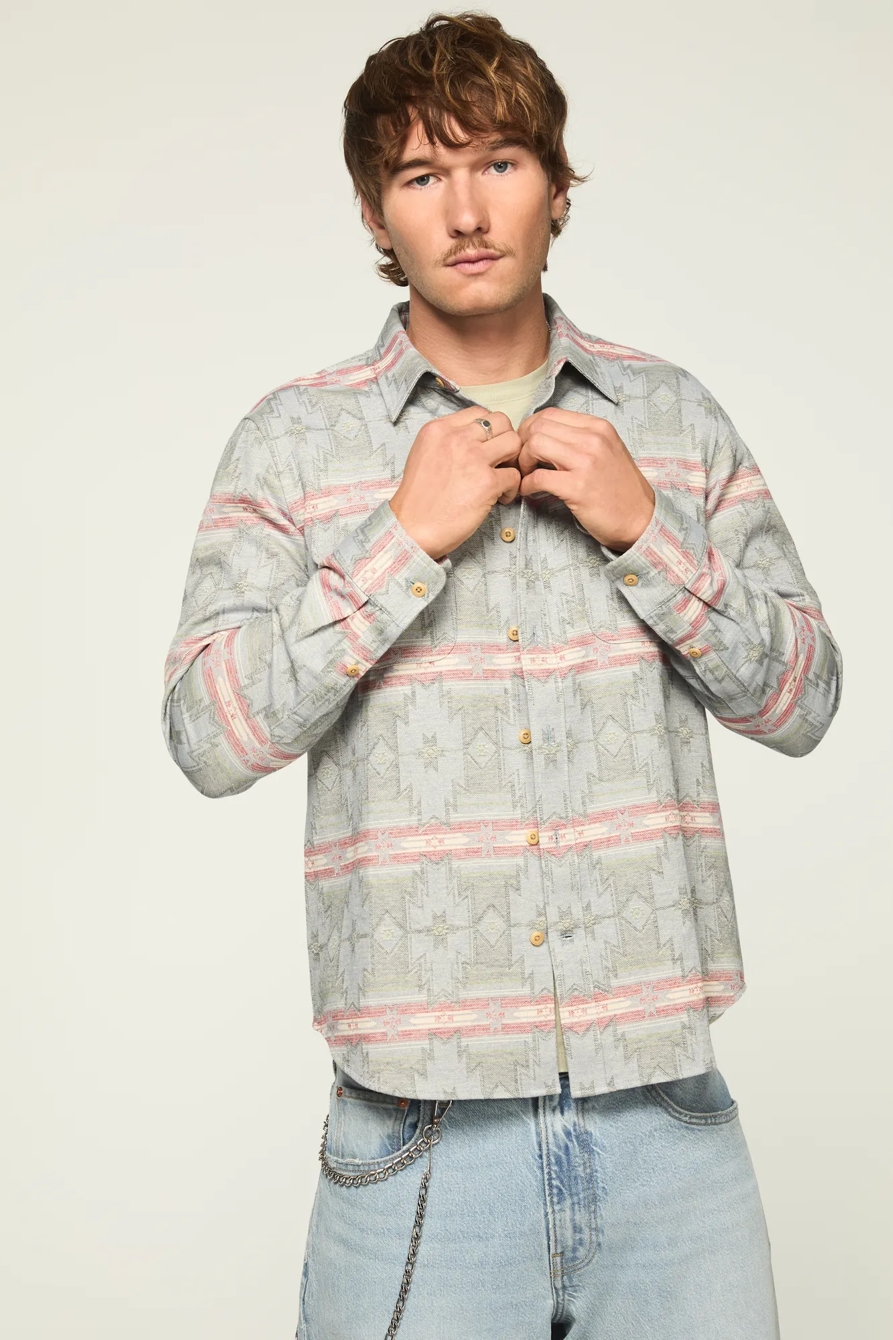 JACQUARD HUMBOLDT UTILITY SHIRT — BLUE MULTI — image 3