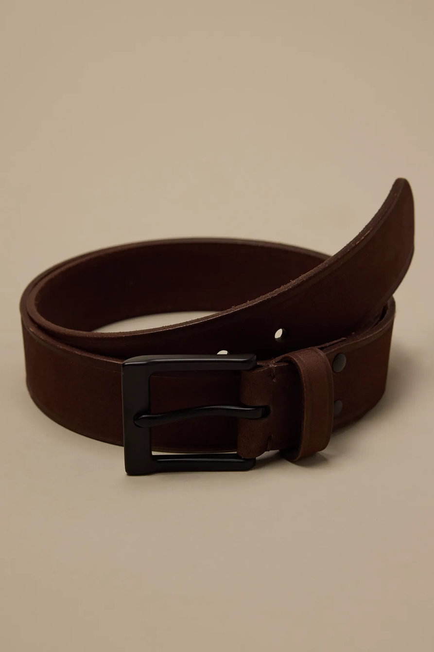 GROMMET LEATHER BELT — DARK BROWN — image 1
