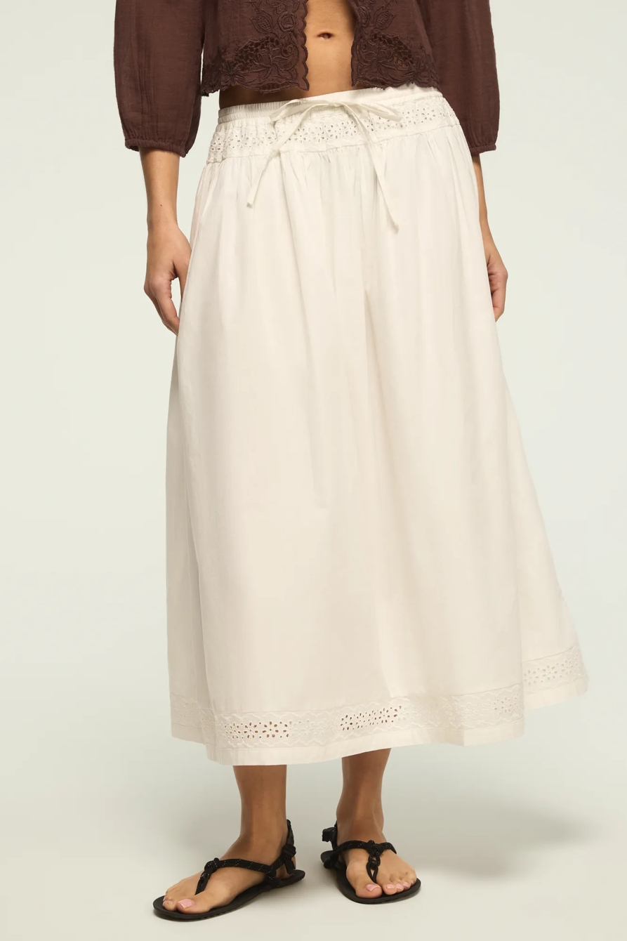 SCHIFFLEY TRIMMED MIDI SKIRT — BRIGHT WHITE — image 2