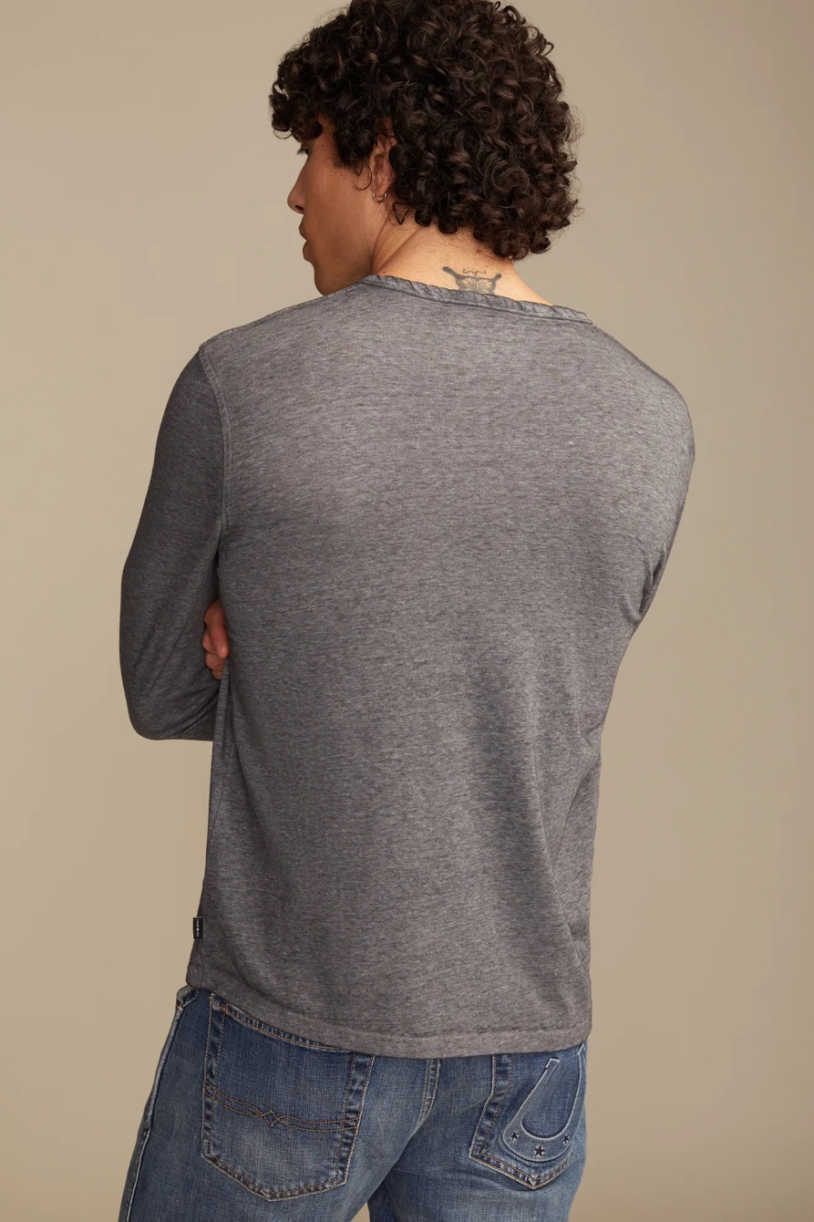 VENICE BURNOUT LONG SLEEVE NOTCH NECK TEE — JET BLACK — image 3