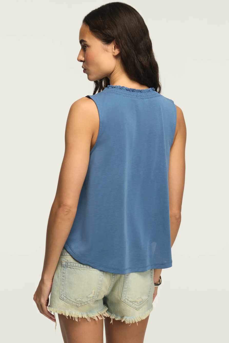 SANDWASH SMOCKED TRIM TANK — TRUE NAVY — image 3