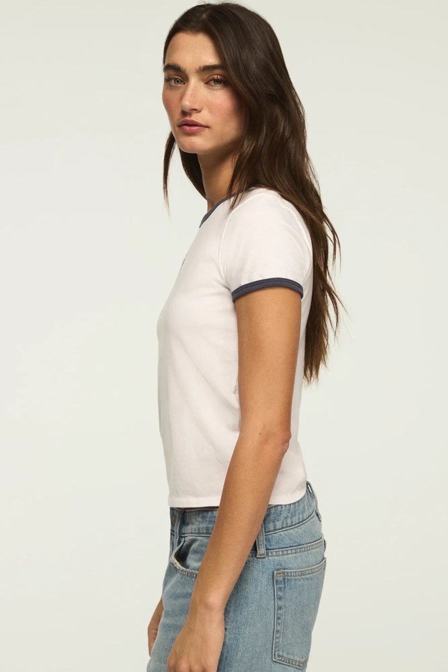 LUCKY BOW CROP RINGER TEE — BRIGHT WHITE — image 3