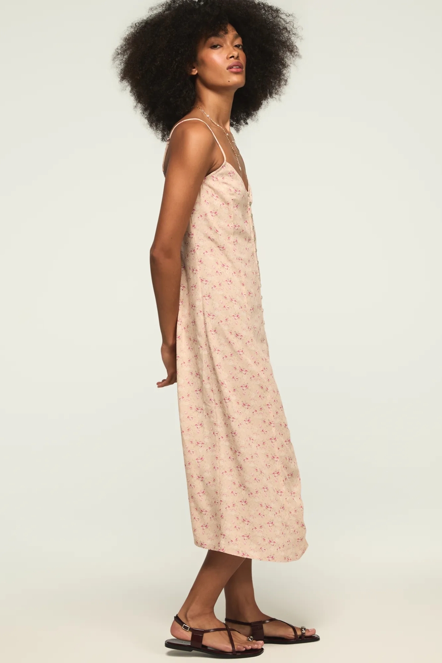 FESTIVAL PRINTED SIMONE SLIP DRESS — PEACH FLORAL — image 4