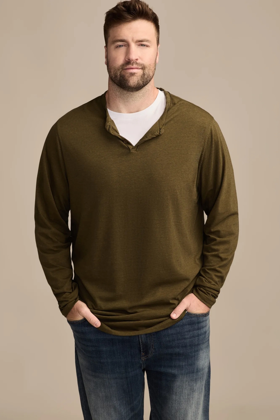 BIG & TALL VENICE BURNOUT LONG SLEEVE TEE — DARK OLIVE — image 1