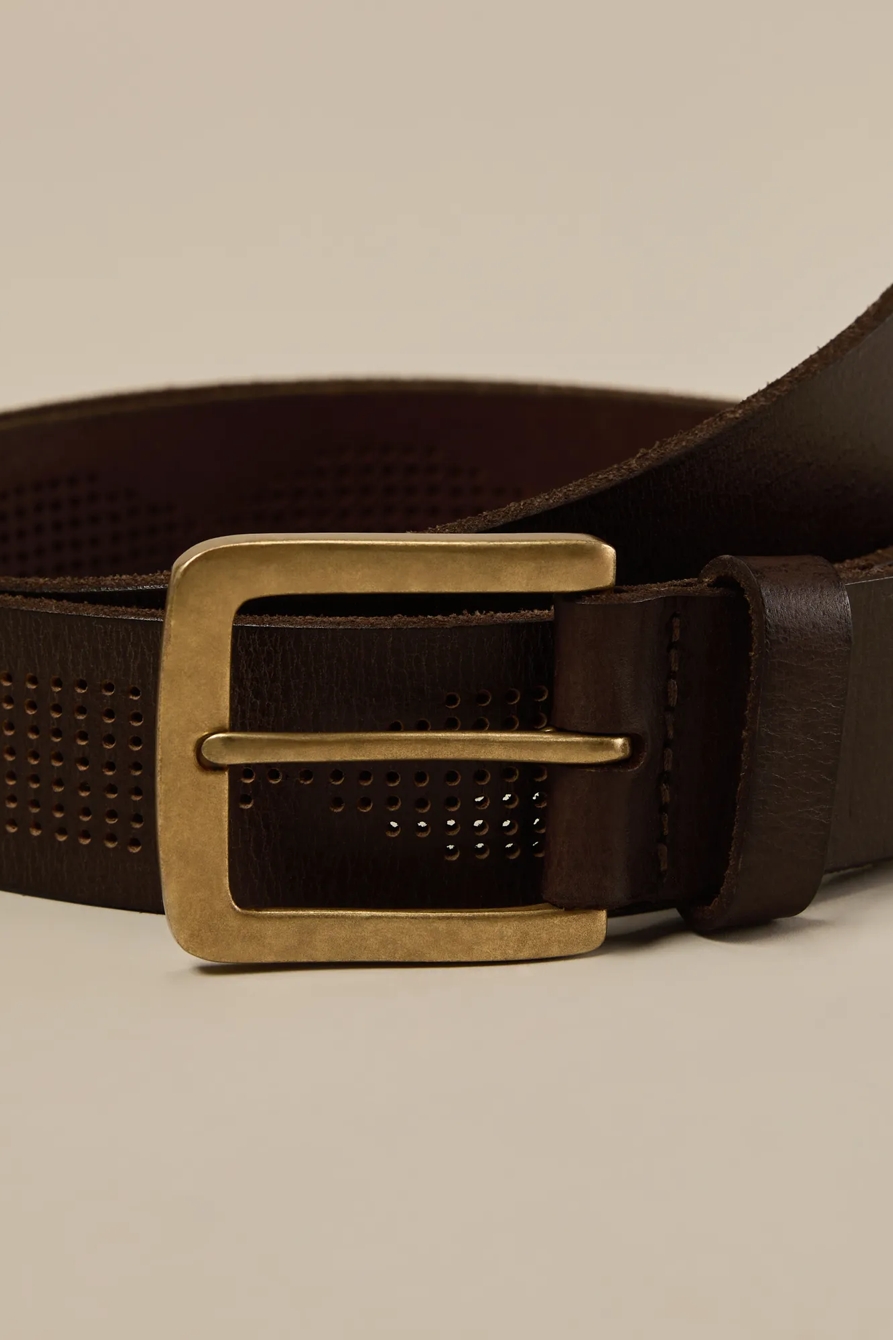 PERFORATED LEATHER BELT — DARK BROWN — image 3
