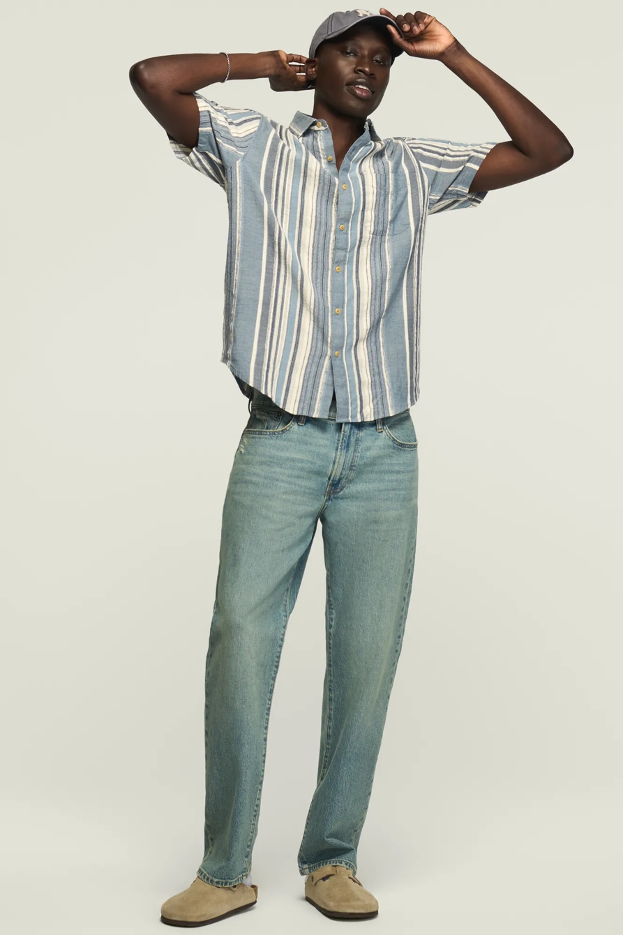 SHORT SLEEVE ONE POCKET SAN GABRIEL DOBBY — BLUE STRIPE — image 1