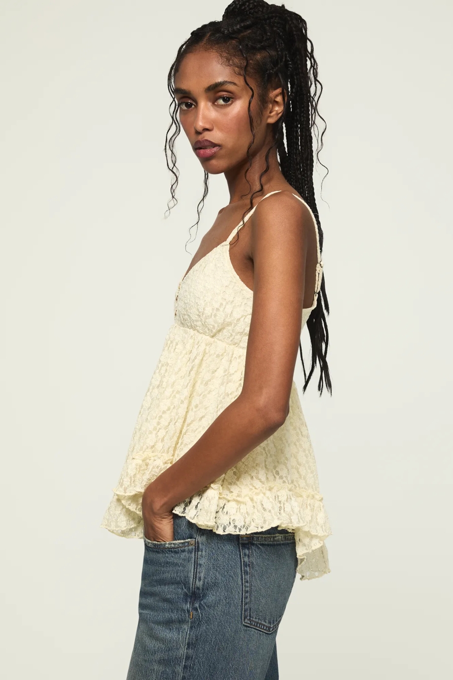 RUFFLE BABY DOLL CAMI — LEMON ICING — image 4