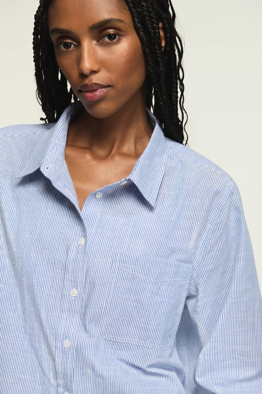 THE BOYFRIEND BUTTON-DOWN SHIRT — BLUE STRIPE — image 5
