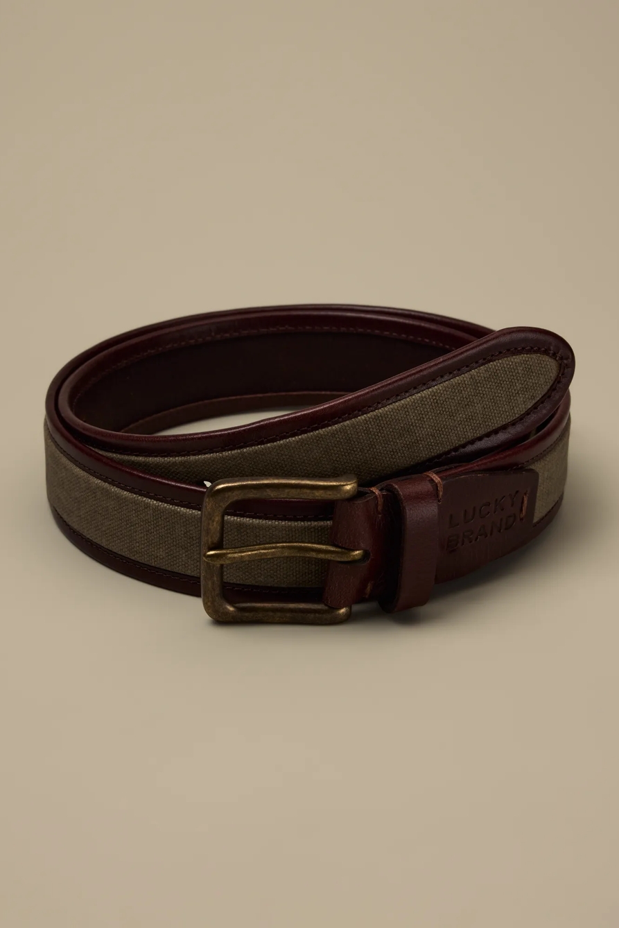 LEATHER CANVAS BELT — BROWN — image 1