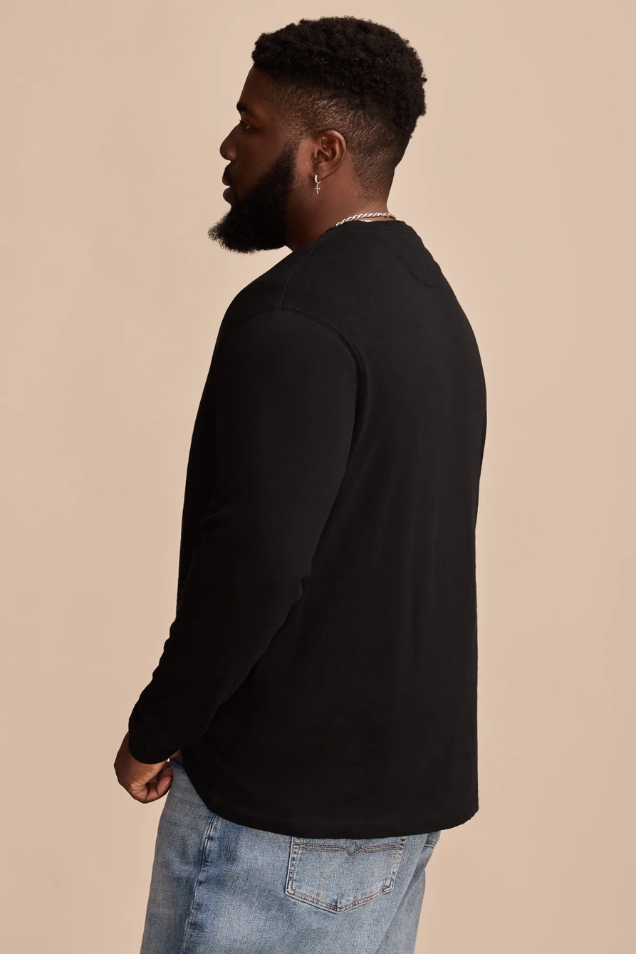 BIG & TALL WEEKEND SLUB JERSEY LONG SLEEVE HENLEY — JET BLACK — image 3