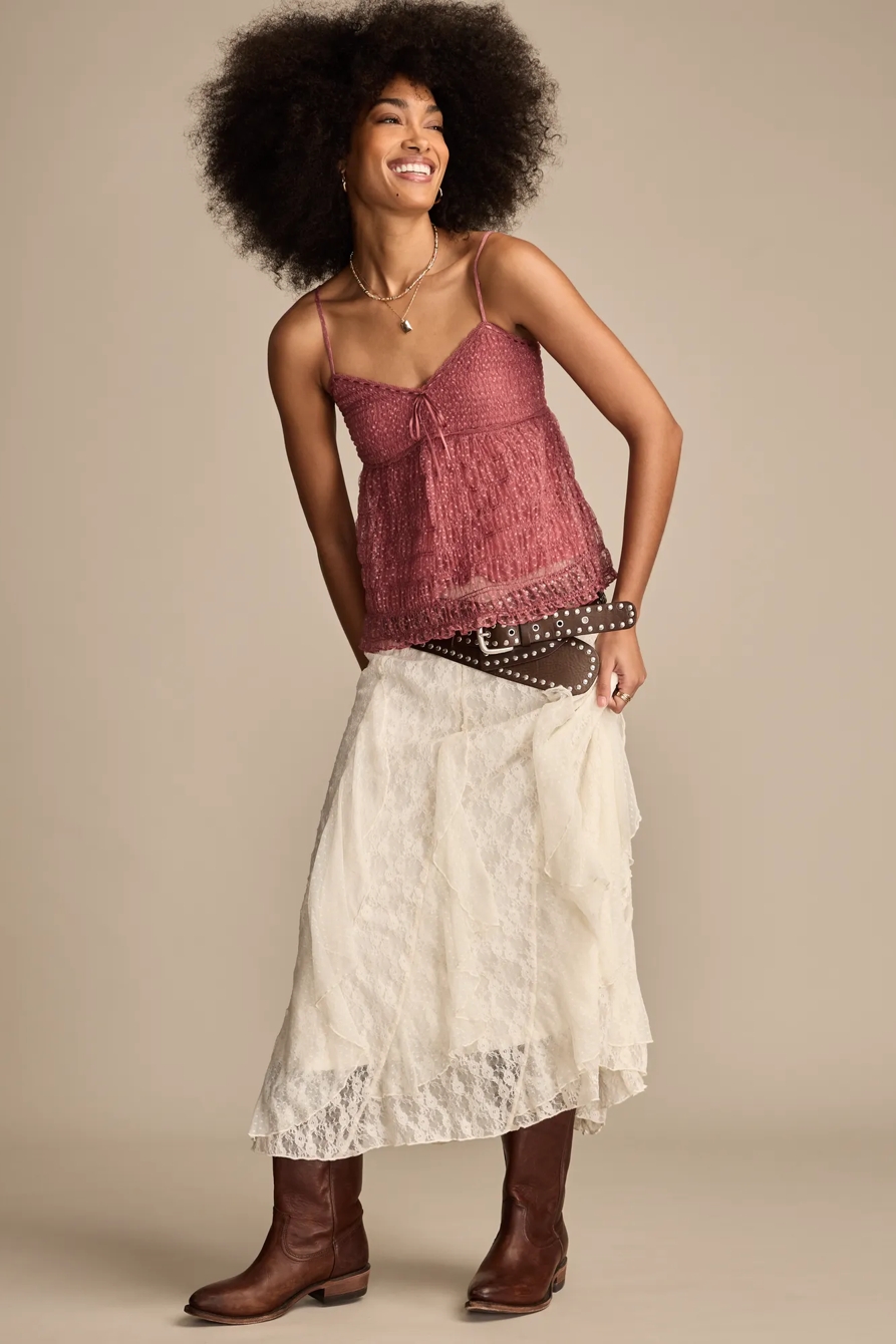 SMOCKED SHEER TANK — Mesa Rose — image 5