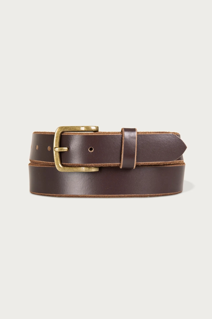 RAW CUT EDGED LEATHER JEAN BELT — DARK BROWN — image 1