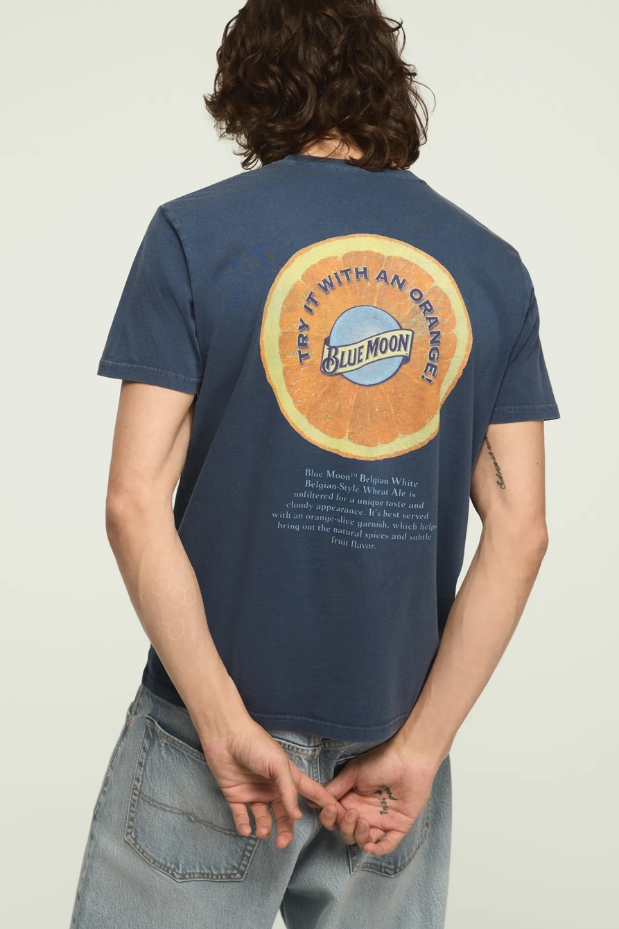 BLUE MOON ORANGE TEE — DARK DENIM — image 1