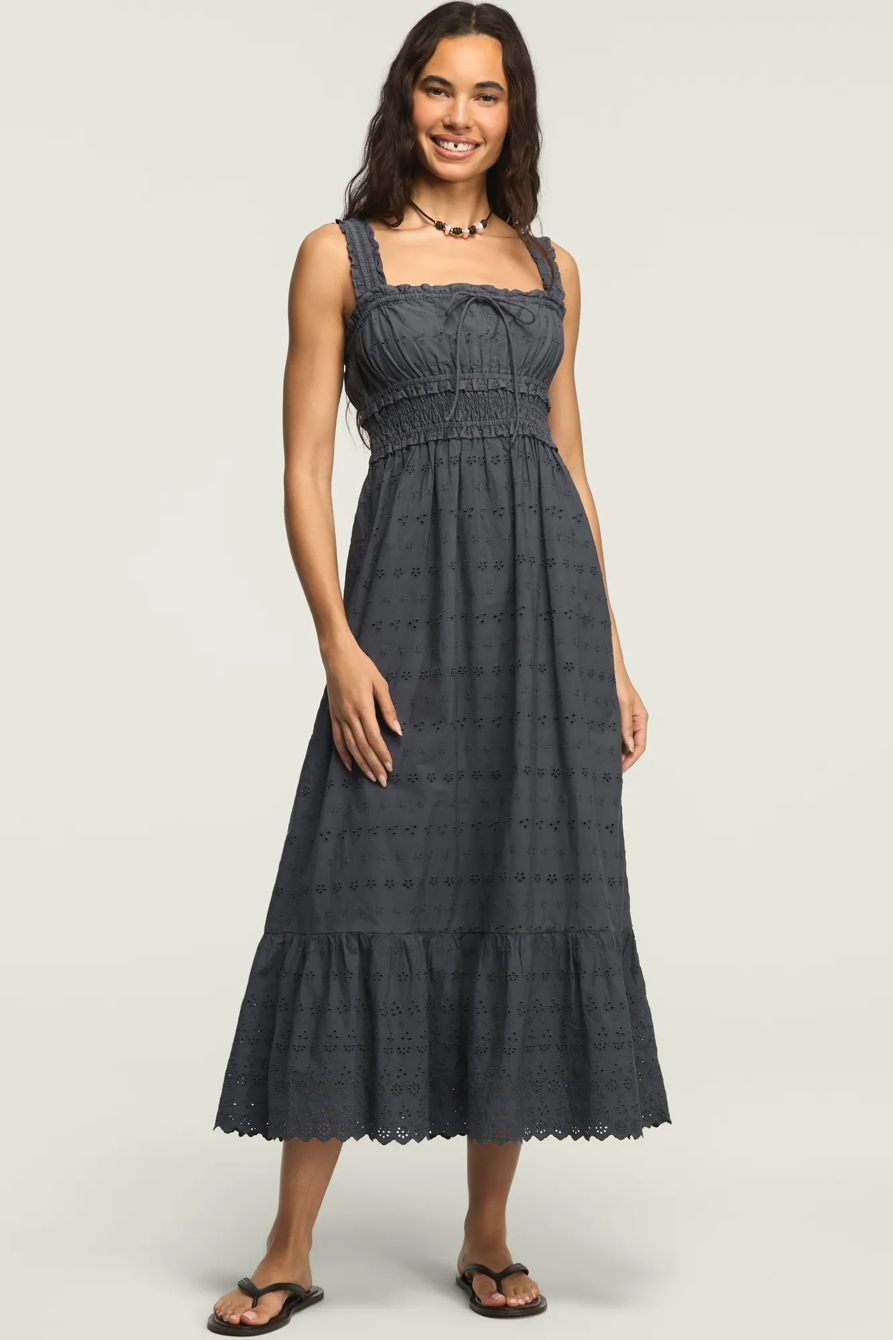 SCHIFFLEY SMOCKED WAIST MIDI DRESS — OMBRE BLUE — image 1
