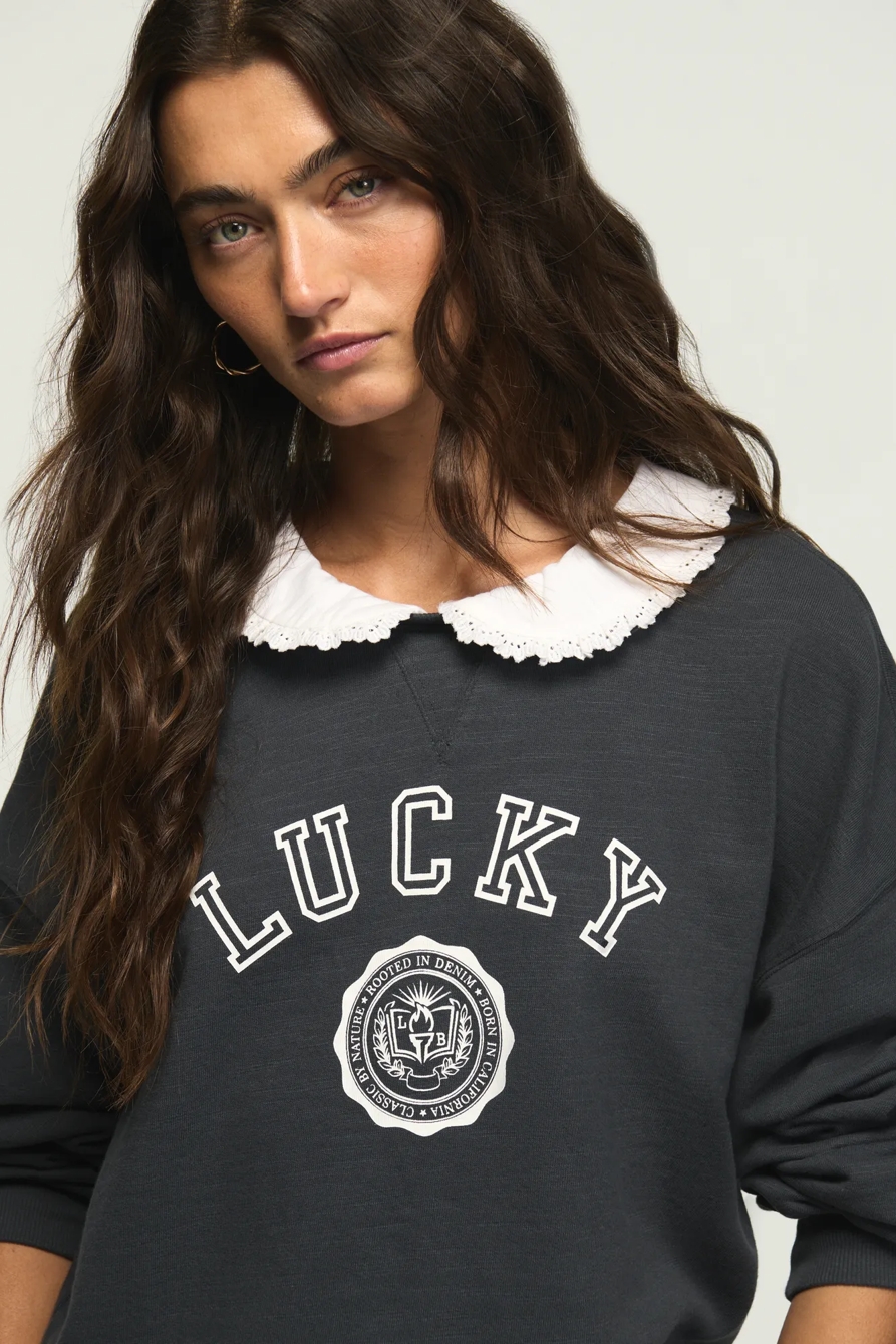 PETERPAN COLLAR GRAPHIC CREW — INDIA INK — image 4