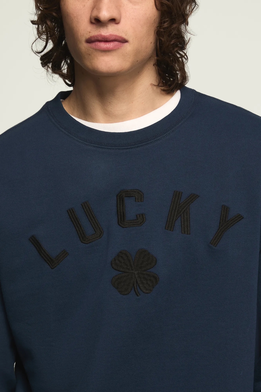 LUCKY CLOVER FLEECE CREWNECK SWEATSHIRT — INSIGNIA BLUE — image 2