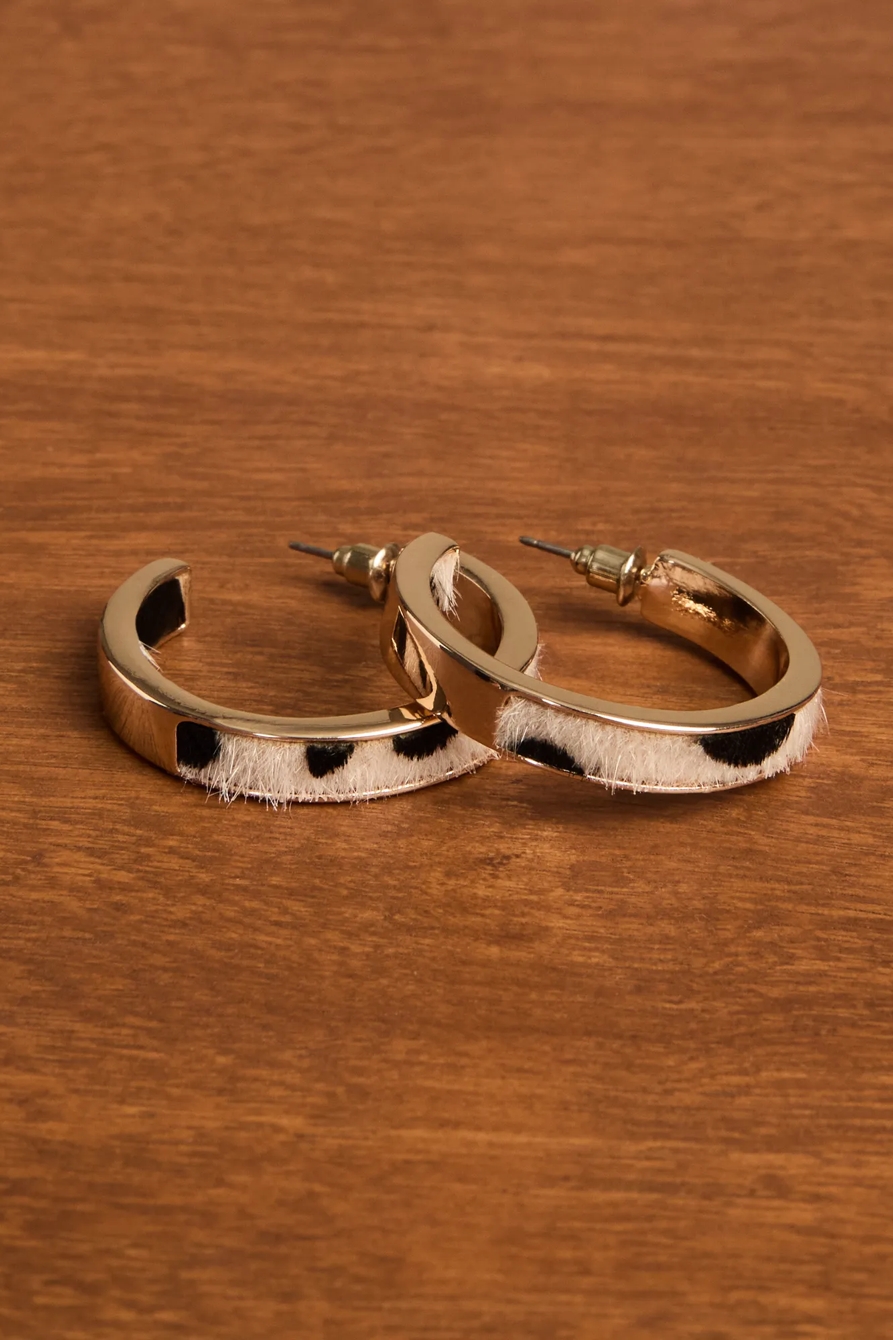 LEOPARD INLAY HOOP EARRINGS — GOLD — image 1
