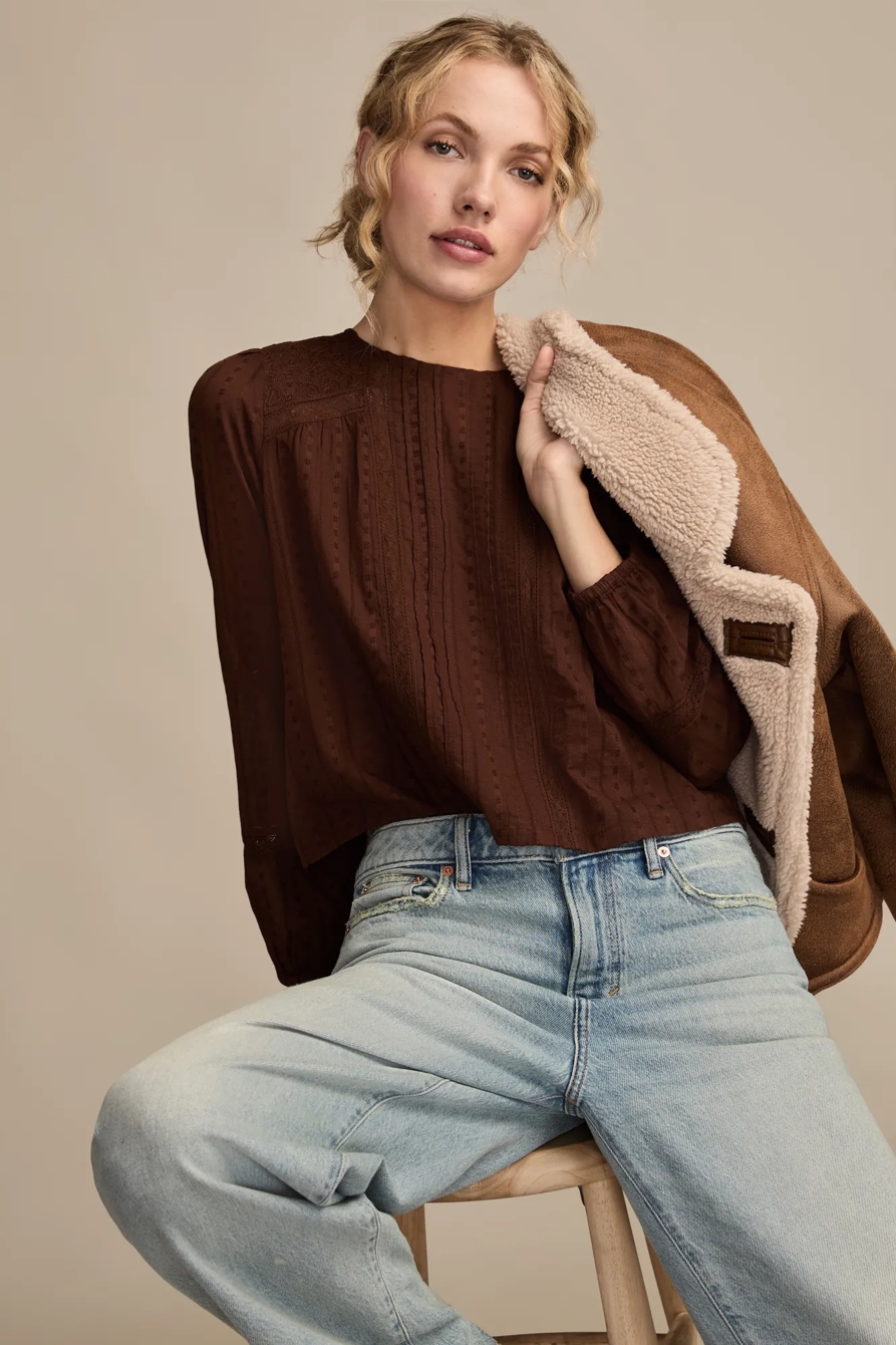 LONG SLEEVE NOVELTY FEMME TOP — FRENCH ROAST — image 1
