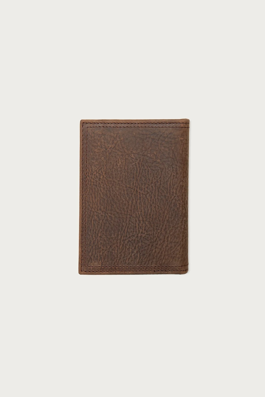 Double Stitched Leather L-Fold Wallet — DARK BROWN — image 2