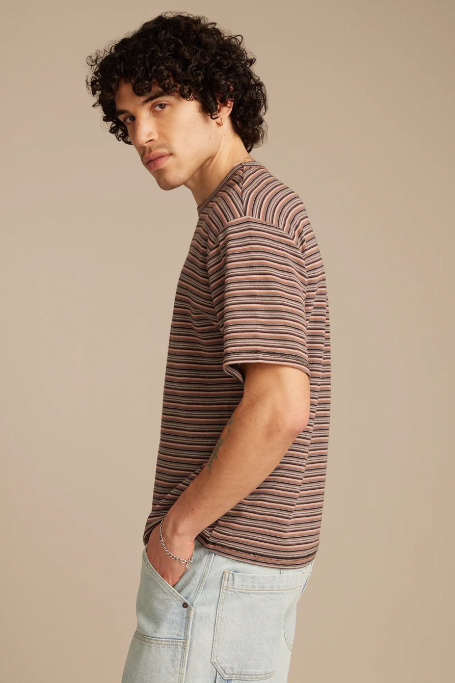 STRIPE WAFFLE RELAXED CREW TEE — MULTI — image 4
