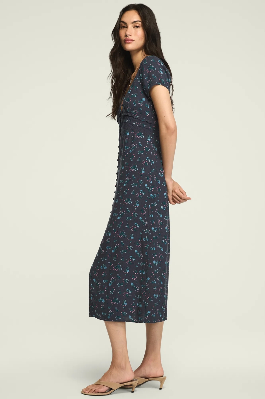 LACE TRIM SIMONE MIDI DRESS — NAVY FLORAL — image 5