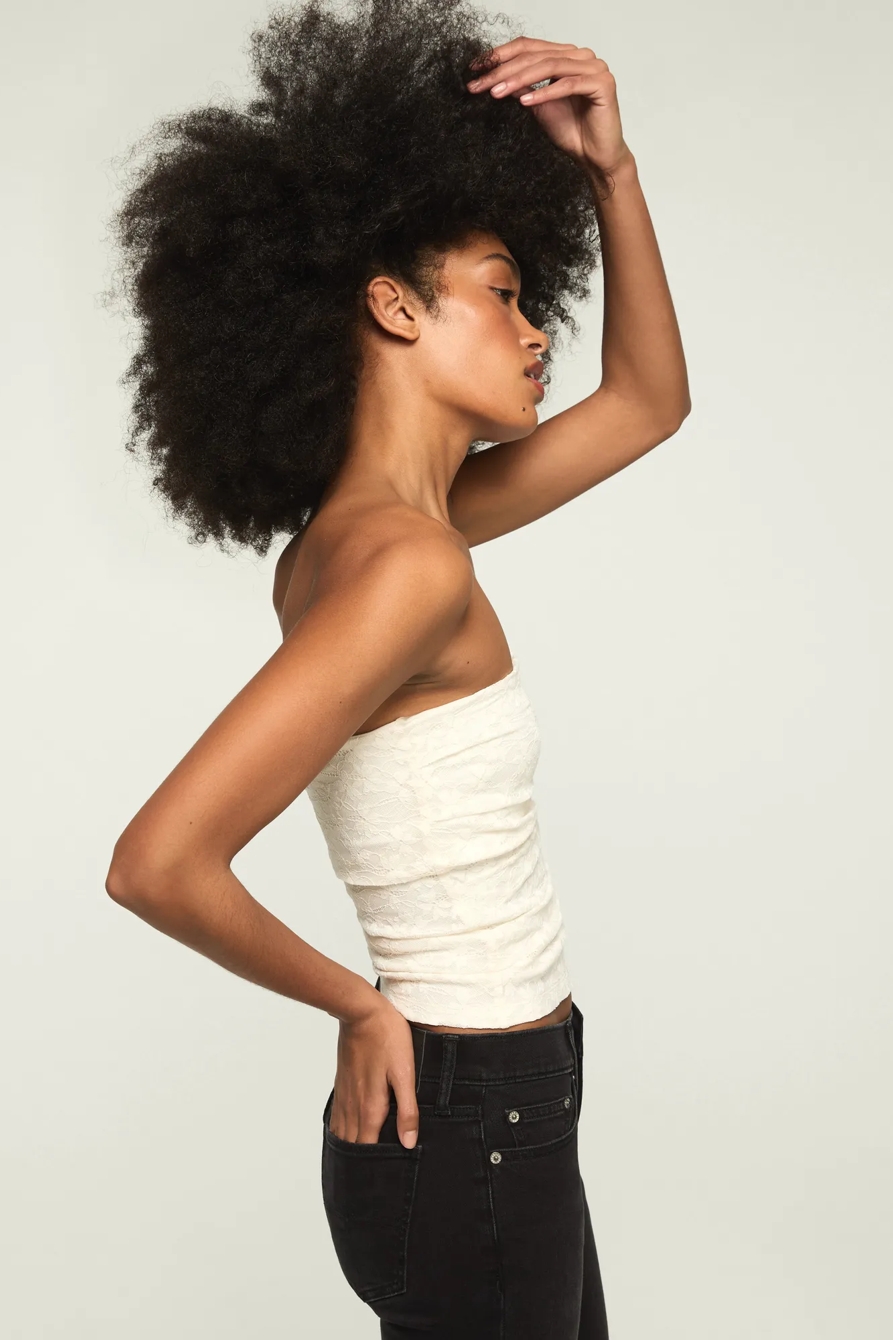 FESTIVAL LACE TUBE TOP — TOFU — image 4