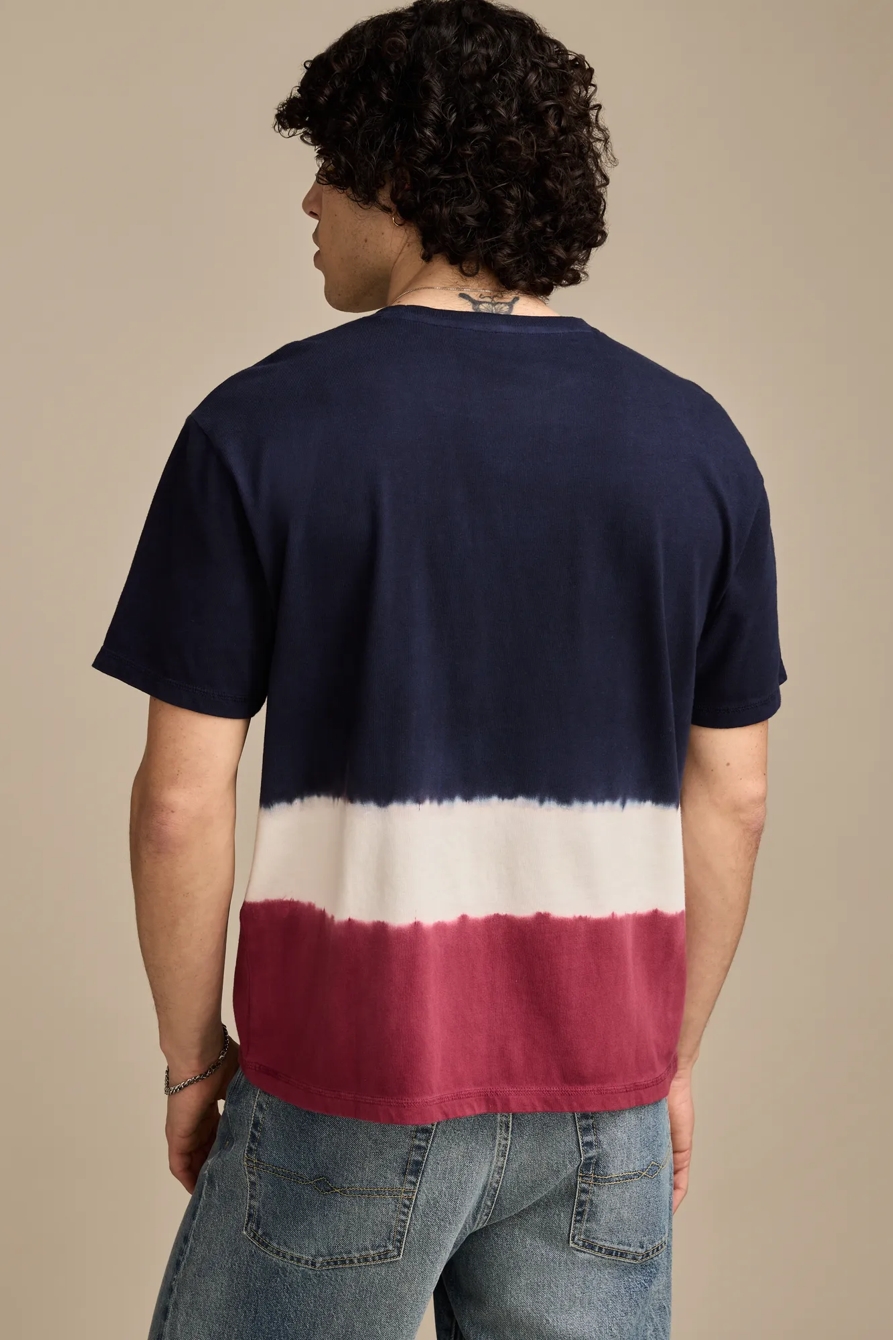 DIP DYE RELAXED FIT T SHIRT — NAVY MULTI — image 3