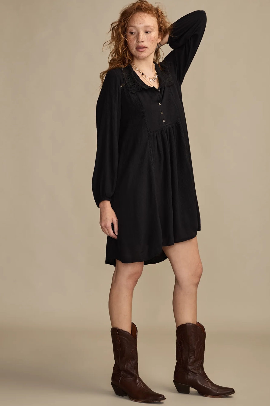 PETER PAN COLLAR MINI DRESS — CAVIAR — image 4